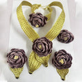 2025 New High Quality African Big Purple Flower Pendant Women Jewelry Set Dubai