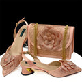 Women's Pointed-Toe Large Flower Decoration Rhinestone Low Heel Italian Shoes