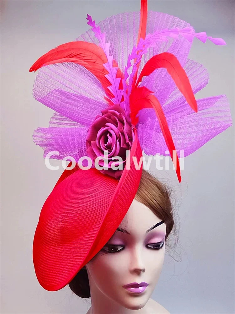 Elegant Flower Fascinator Pillbox Cap Wedding Women Fascinator Hat Headband