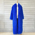 Faux Fur Jacket Women Long Coat Thick Fluffy Winter Warm Shaggy Overcoat Open Stitch Outerwear Turn Down Collar High Street
