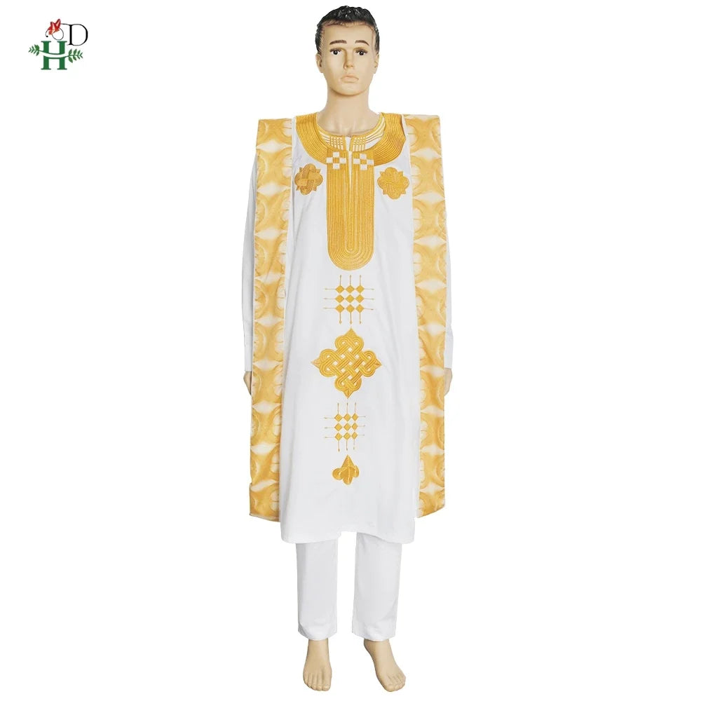Family Matching African Wedding Outfits For Husband and Wife Bazin Riche Robes Custom Couple Dashiki Set Boy Kid white Dress