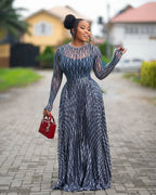 Women Two Piece Sets Skirt Round Neck Full Sleeve Print Tops Long Skirts