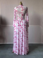 Women leaf Print patchwork smock Midi A-line Long Maxi Elegant Evening Dresses