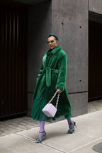 Luxury Lace Up Faux Fur Coat Women Chic Lapel Full Sleeve Fluffy Loose Warm Long Jacket Lady Winter Daily Highstreet Outerwears