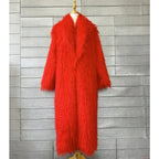 Faux Fur Jacket Women Long Coat Thick Fluffy Winter Warm Shaggy Overcoat Open Stitch Outerwear Turn Down Collar High Street