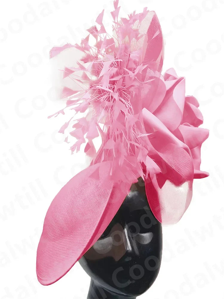 Big Flower Fascinator Derby Hat Women Party Dinner Headpiece Royal Ascot
