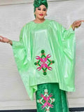 2 PCS Set Bazin Riche Long Dresses Printed Bazin African Wedding Party Prom