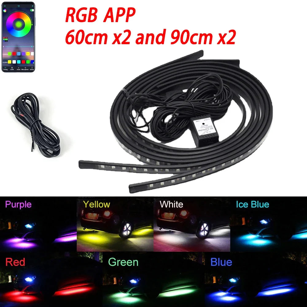 RGB Car Underglow LED Lights  Flexible 12V Underbody Ambient Light with App Control