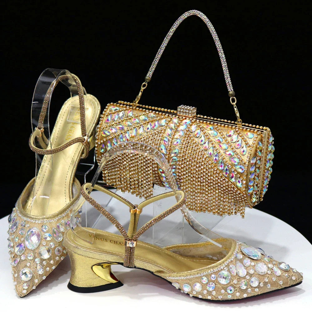 Italian Design Three-Dimensional Women's Bags And Ladies Heel Shoes