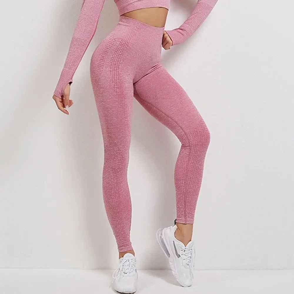 Seamless High Waist Yoga Pants with Energy Dotted Pattern