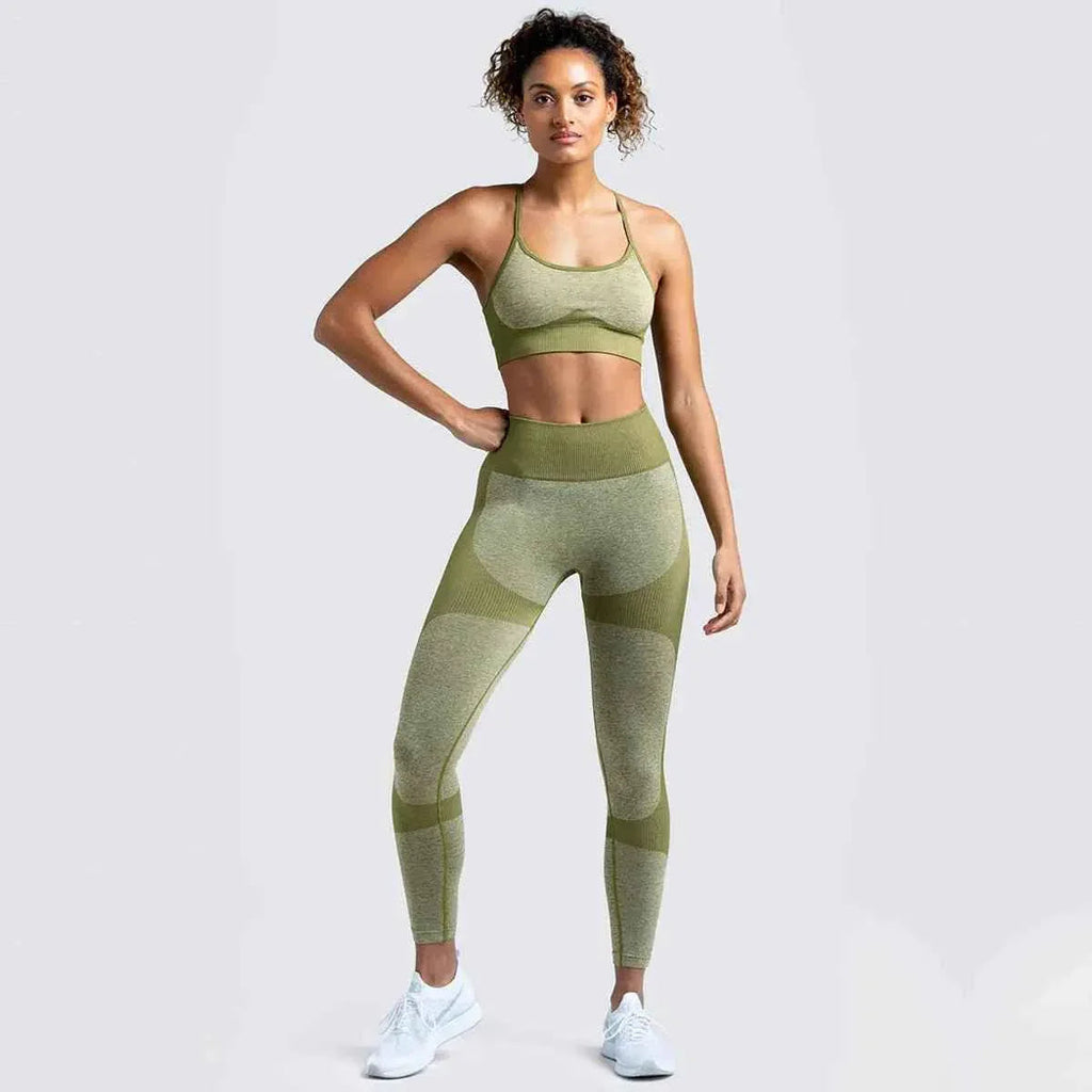 Seamless Sports Bra and High Waist Leggings Set for Women - Gym, Fitness, Running, Yoga (2 Piece Set)