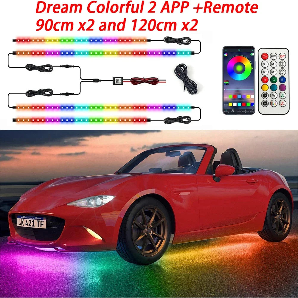 RGB Car Underglow LED Lights  Flexible 12V Underbody Ambient Light with App Control