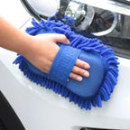 Microfiber Chenille Car Wash Sponge Soft Scratch-Free Cleaning Pad (Blue)