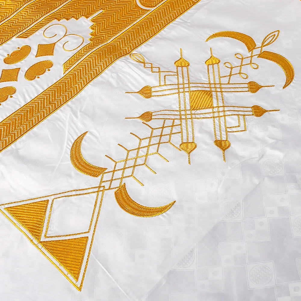 Family Matching African Wedding Outfits For Husband and Wife Bazin Riche Robes Custom Couple Dashiki Set Boy Kid white Dress