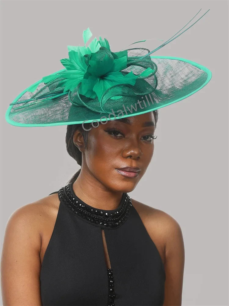 Royal Ascot Big Fascinator Hat Women Kentucky Derby Feather Large Hat