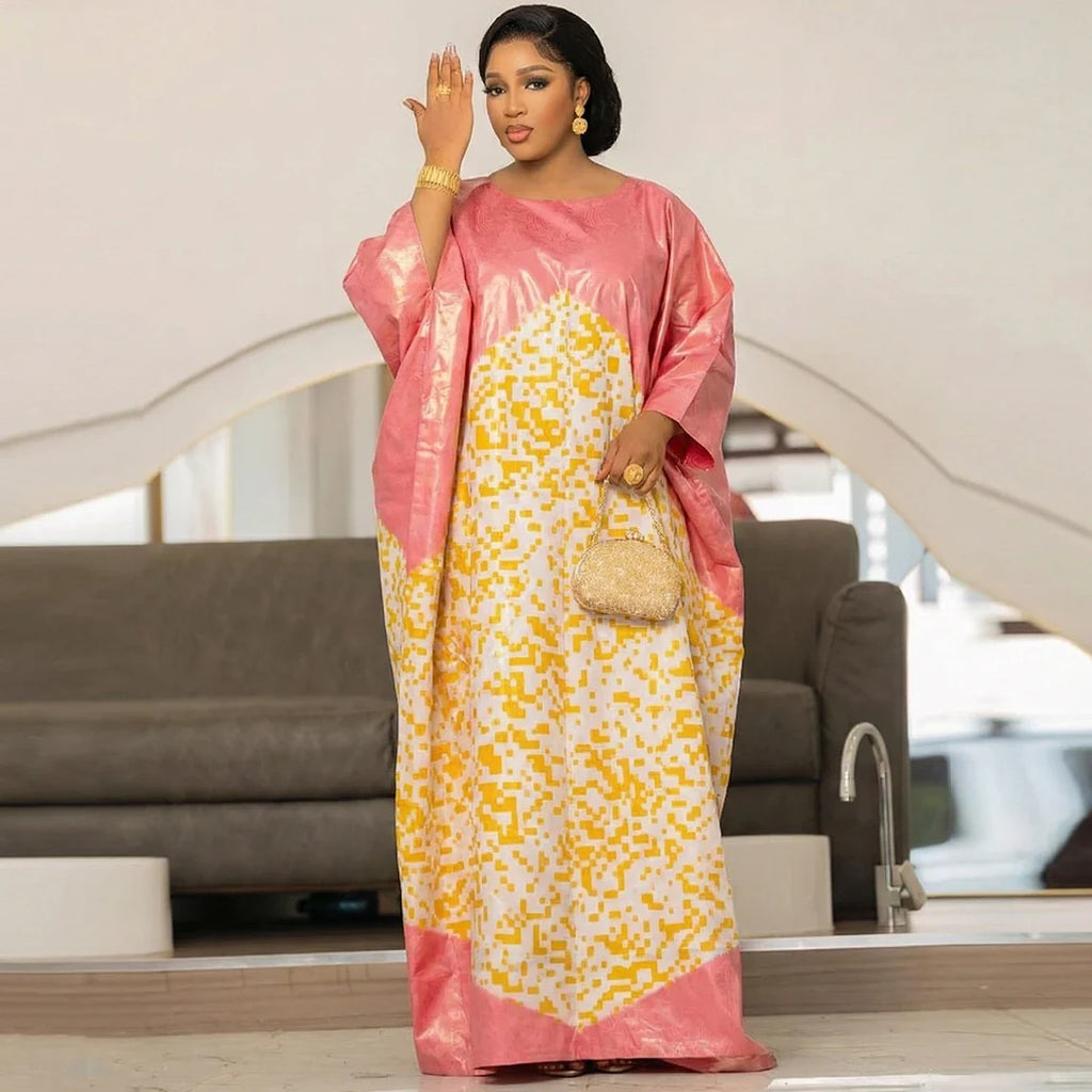 African Women Bazin Riche Boubou Dress Original Dashiki Clothing