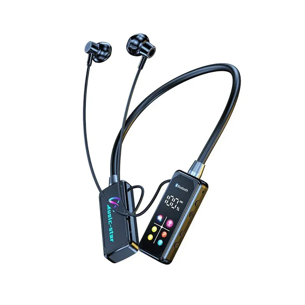 Neckband Headphones with Noise Reduction and Color Screen