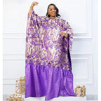 Gold Line African Women Brocade Boubou Dress Party Dashiki Embroidery With