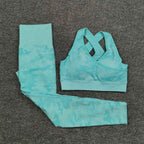 3PCS Camouflage Yoga Set for Women Seamless Fitness Yoga Bra Sports Bra High Waist GYM Camo leggings Pants Fitness Suits Workout