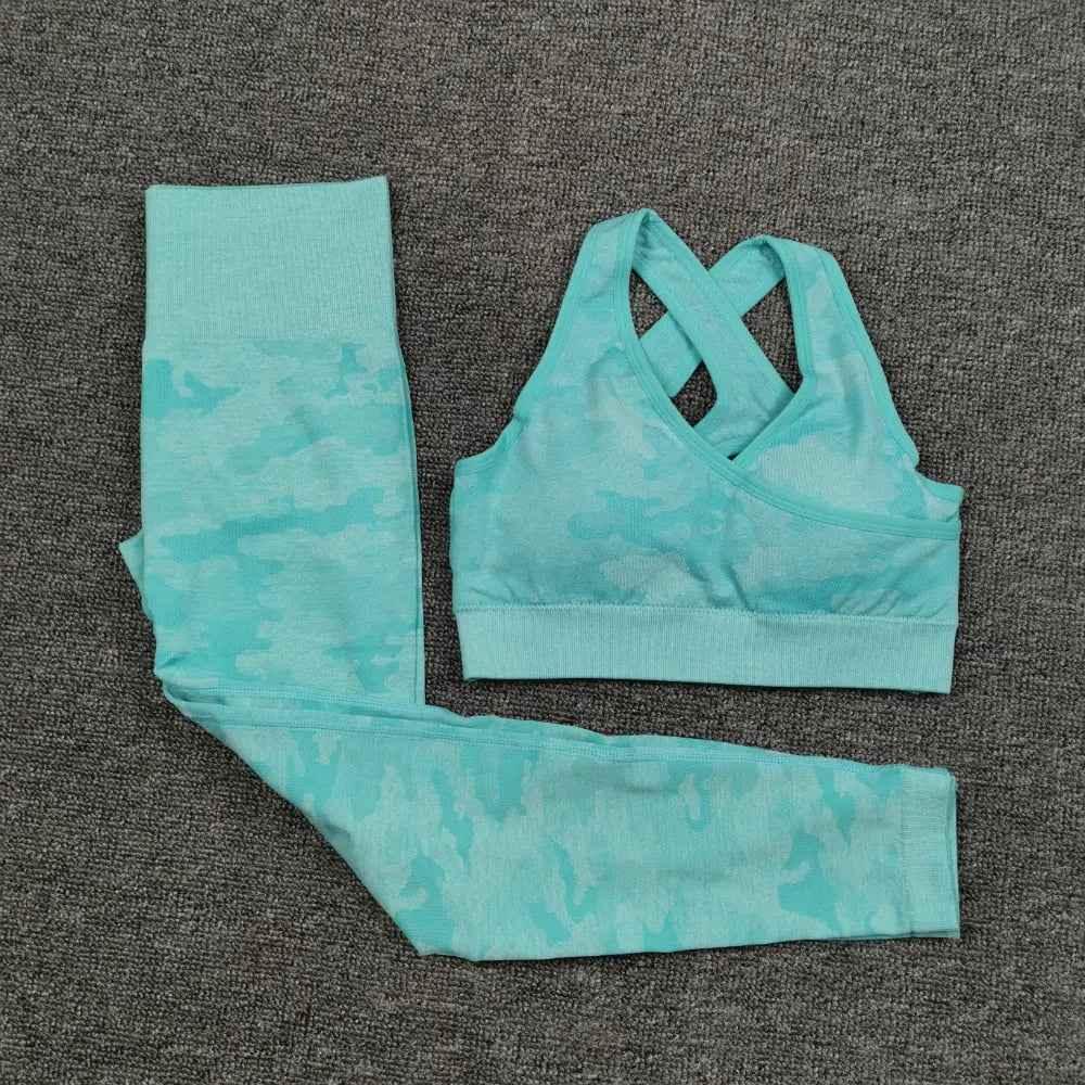 3PCS Camouflage Yoga Set for Women Seamless Fitness Yoga Bra Sports Bra High Waist GYM Camo leggings Pants Fitness Suits Workout