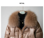 Women's White Duck down Jacket 2025 Winter Collection Real Faux Fur Collar Hair Puffer Coat Vintage Street wear