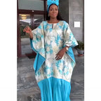 Gold Line African Women Brocade Boubou Dress Party Dashiki Embroidery With