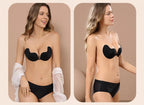 Invisible Push Up Bra for Women Backless Strapless Bra Seamless Front Closure Bralette Underwear Silicone Self-Adhesive Bra Pads