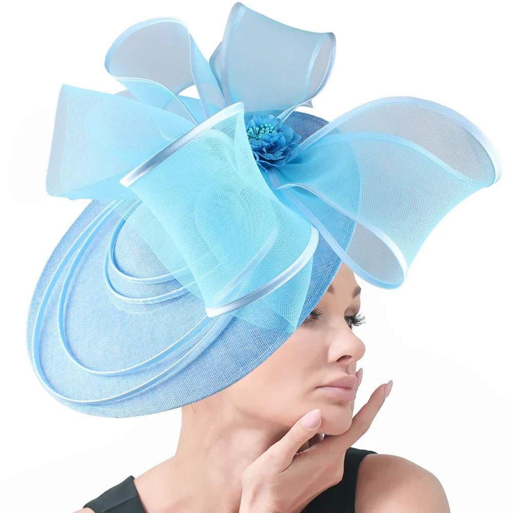 Elegant Wedding Big Size Fascinator Hat Women Flower Multimodal Hair Top Clips