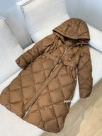 Women's Thickened Warm Hooded Puffer Jacket Winter Duck down Coat Fluffy Long Belted Zipper Closure Casual Style