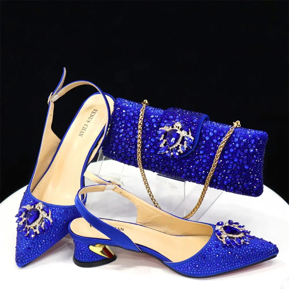 Italian Hollow Design Women's Shoes And Matching Bag