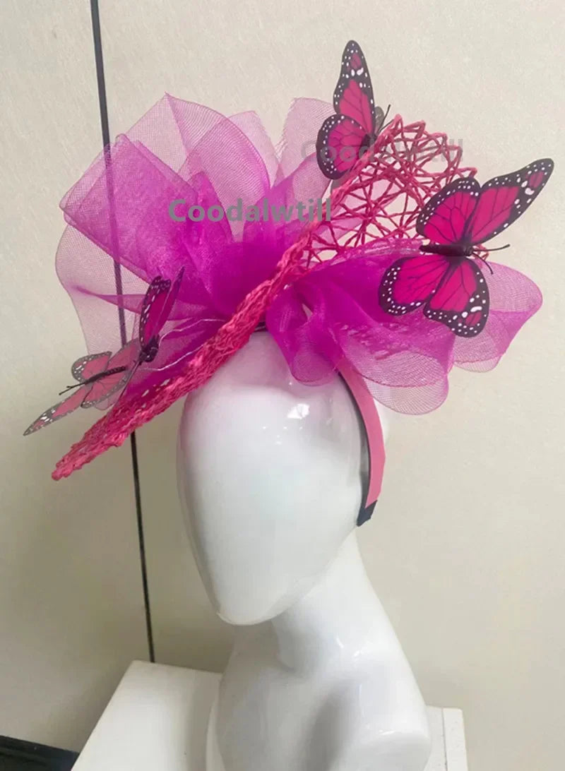 New Fascinator Wedding Headpiece Women Butterfly Headwear For Church Derby Hat