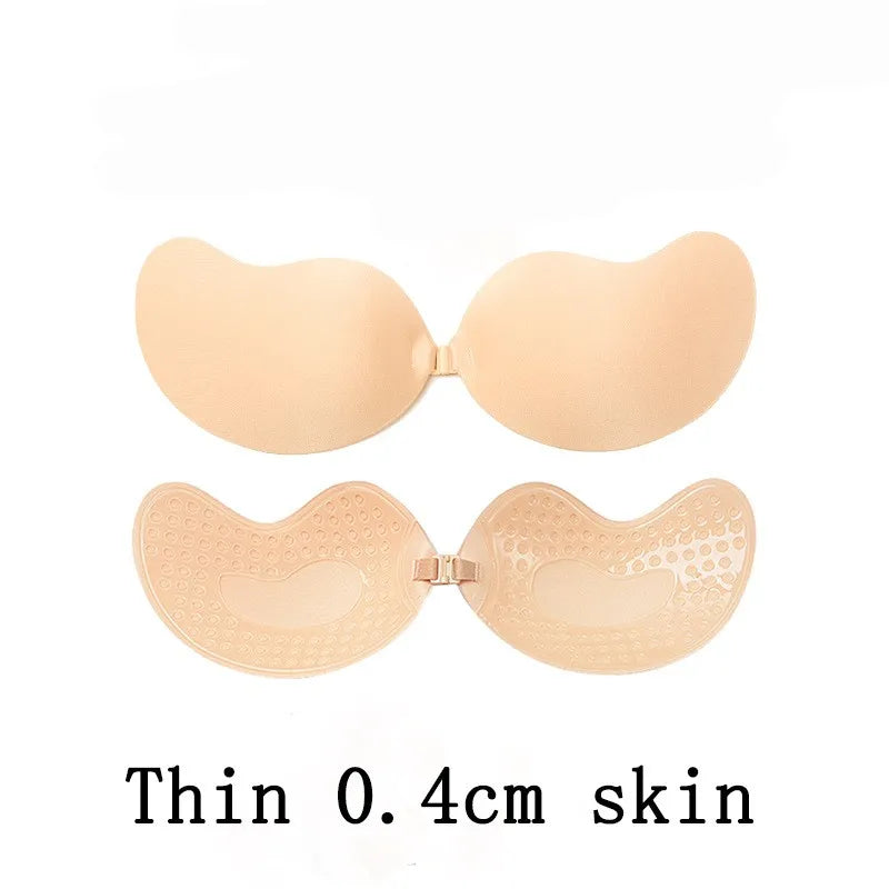 Invisible Push Up Bra for Women Backless Strapless Bra Seamless Front Closure Bralette Underwear Silicone Self-Adhesive Bra Pads