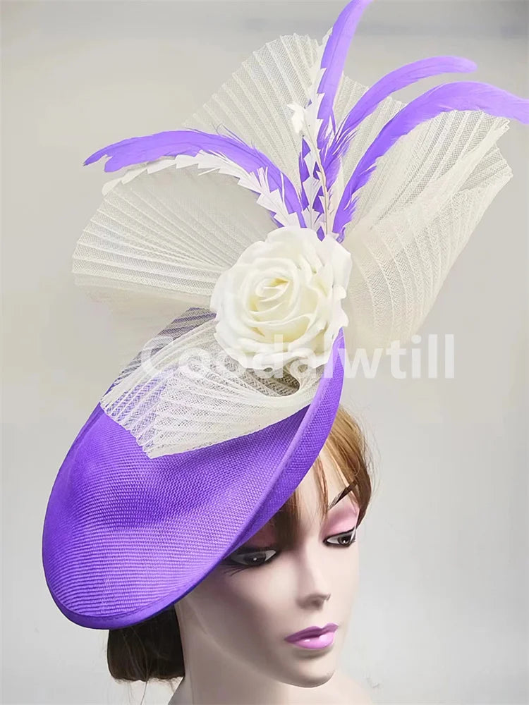 Elegant Flower Fascinator Pillbox Cap Wedding Women Fascinator Hat Headband