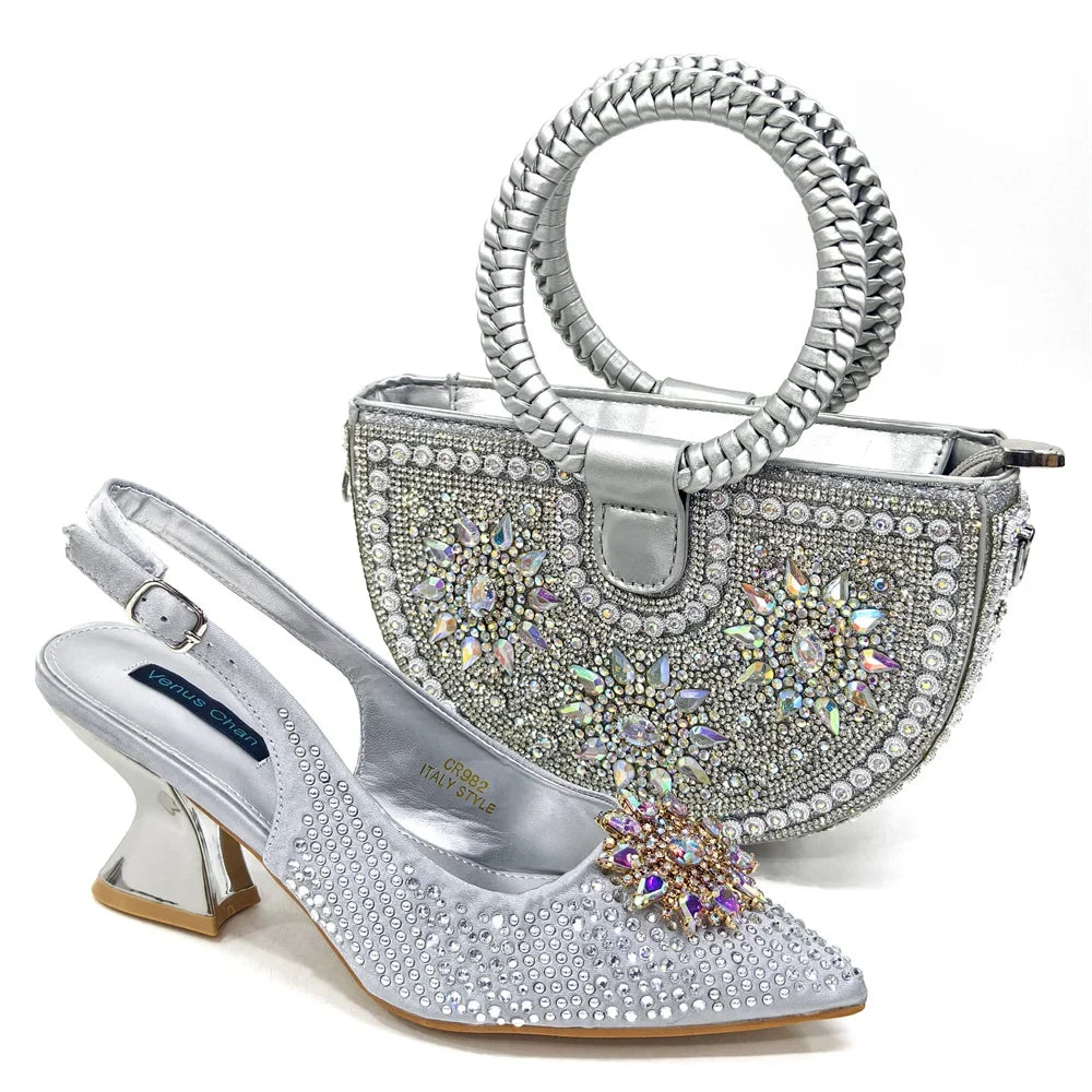 2024 Nigerian Design Evening Party Shoes And Bag Set Lucky Star Bag With