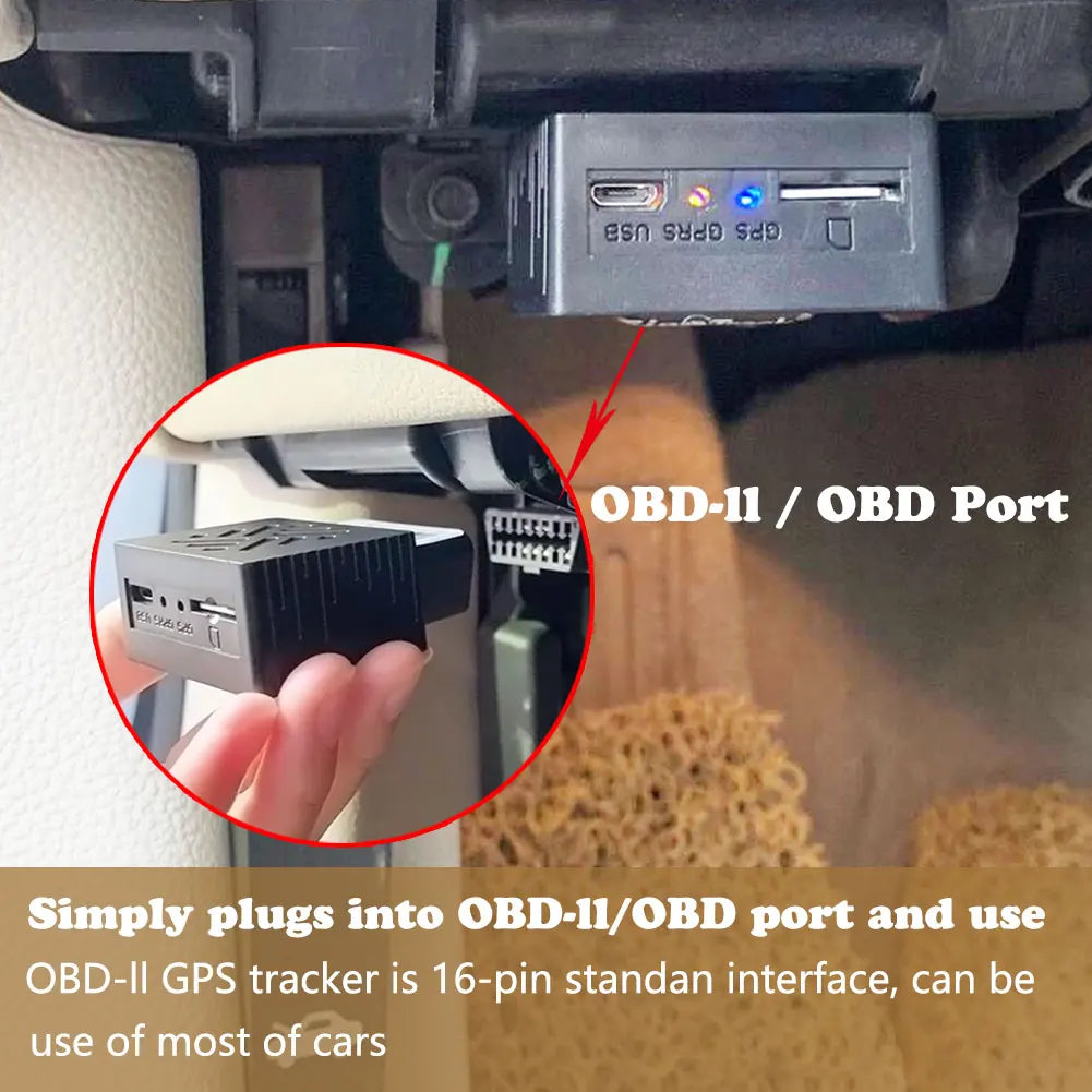 OBD2 GPS Tracker Plug & Play Car Tracking Device with App (iOS & Android)