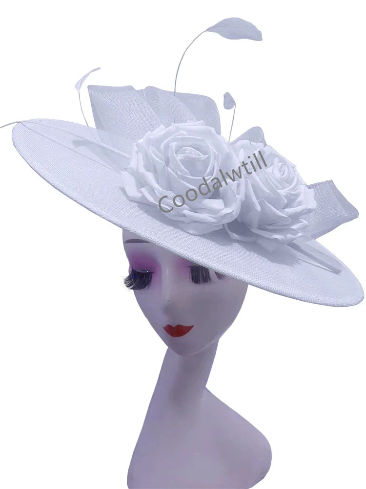 Big Flower Fascinators Hat Headpiece Women Kentucky Church Millinery Cap Ladies