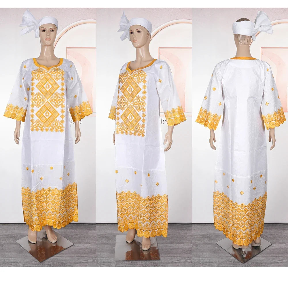 Family Matching African Wedding Outfits For Husband and Wife Bazin Riche Robes Custom Couple Dashiki Set Boy Kid white Dress