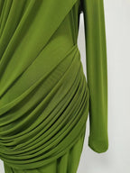 Women's Elegant Vintage Spliced Ribbon Turtleneck Long Sleeve Evening Maxi Dress