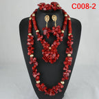 Latest Coral Jewelry Sets Nigerian Dubai Orange Necklace Sets of Beads African
