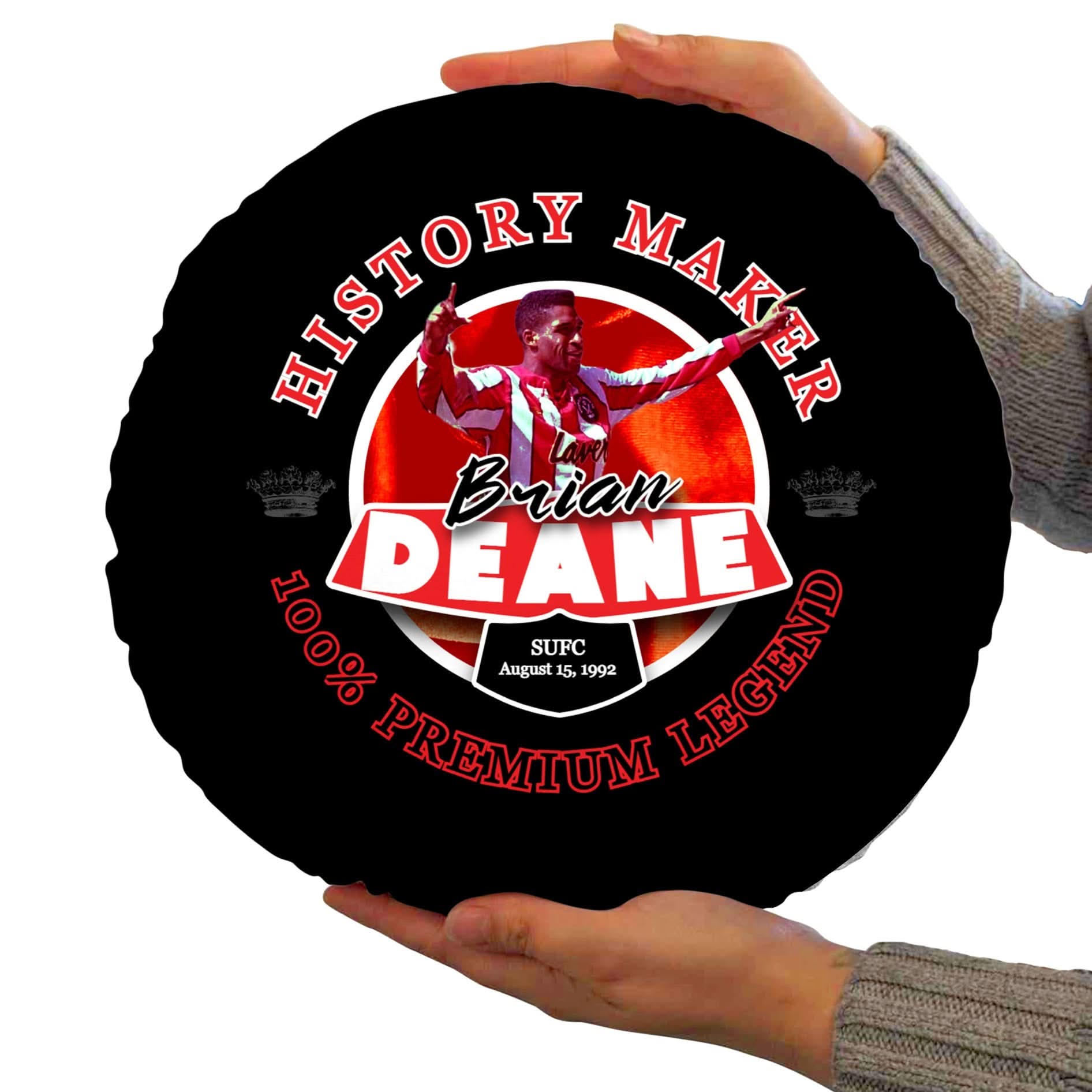 Sheffield  Brian Deane - Football Legends - Circle Cushion 14"