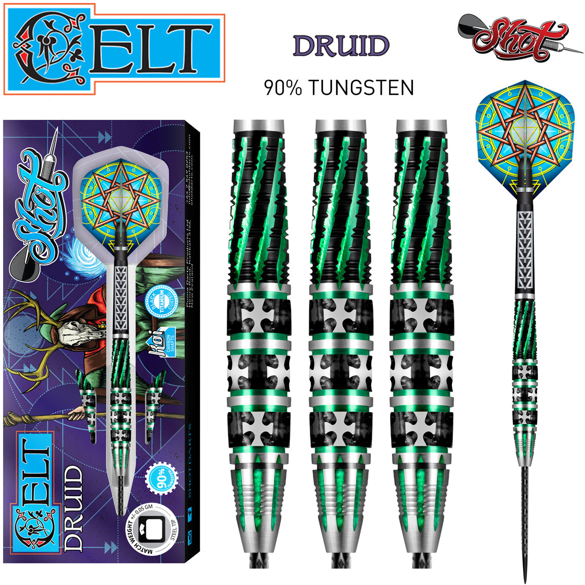 Shot Celt Druid 90% Steeltip darts
