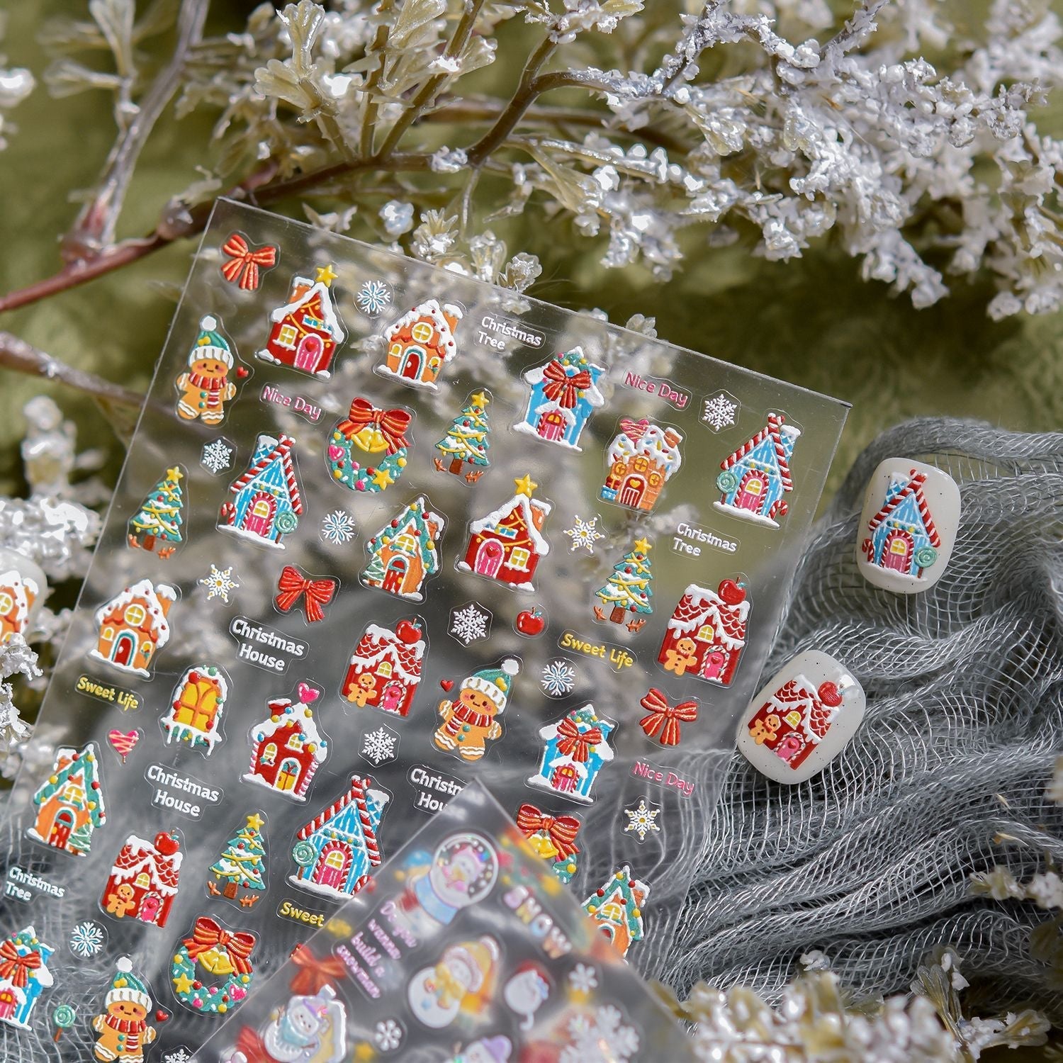 Hello Claws | Snowman And Candy House Nail Deco Sticker