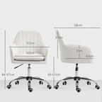 HOMCOM Velvet-Feel Office Chair with Adjustable Height and Wheels - Cream White