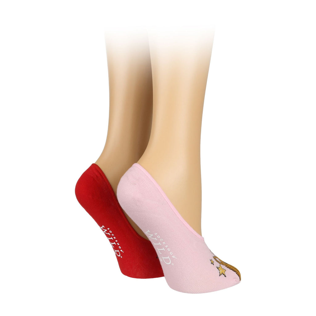4 Pack Ladies Novelty No Show Socks: Summer Cotton Socks with Heel Grip