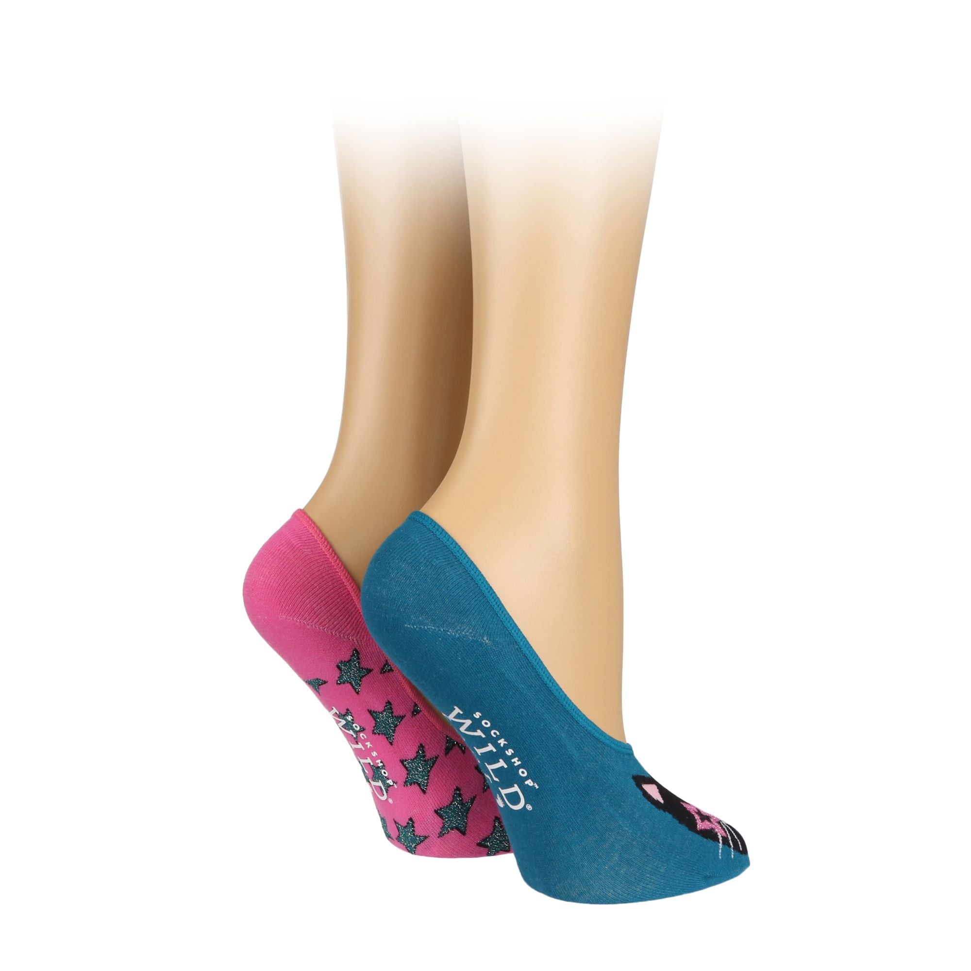 4 Pack Ladies Novelty No Show Socks: Summer Cotton Socks with Heel Grip