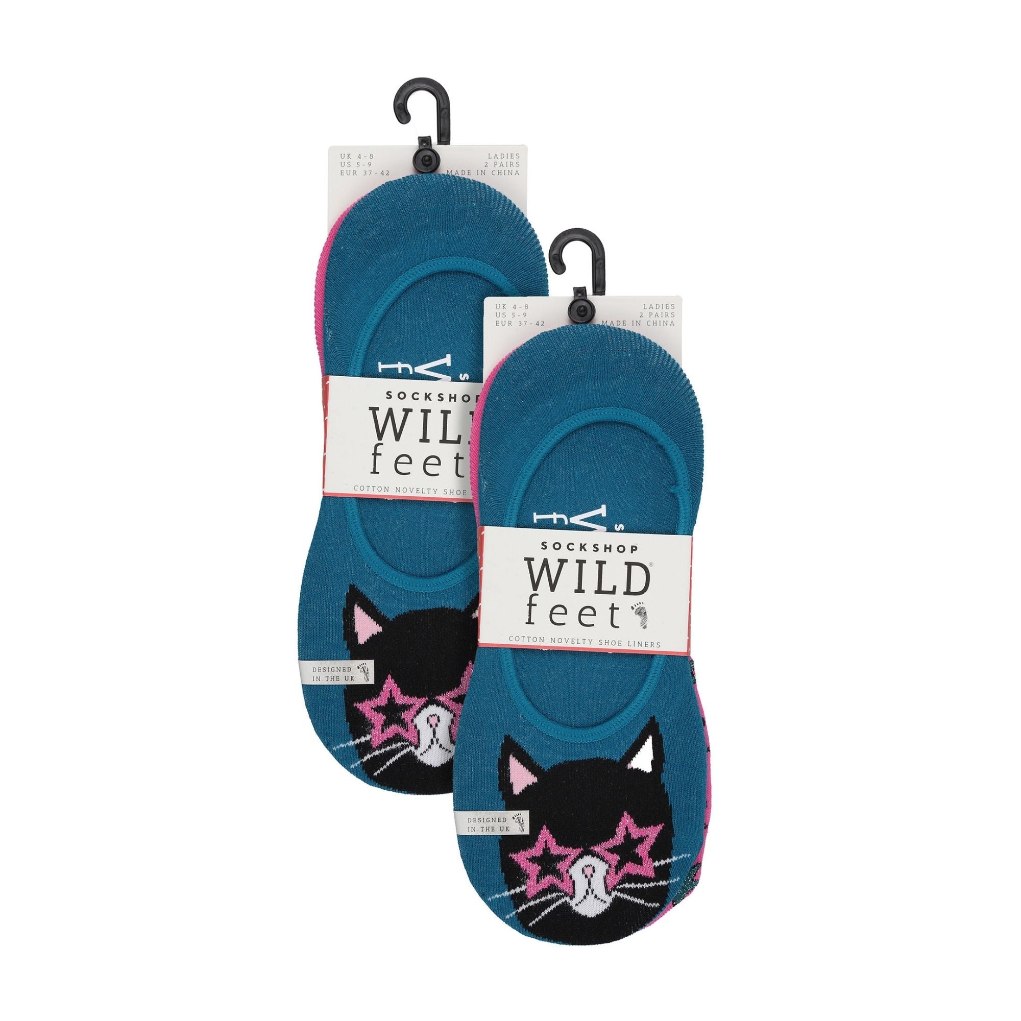 4 Pack Ladies Novelty No Show Socks: Summer Cotton Socks with Heel Grip
