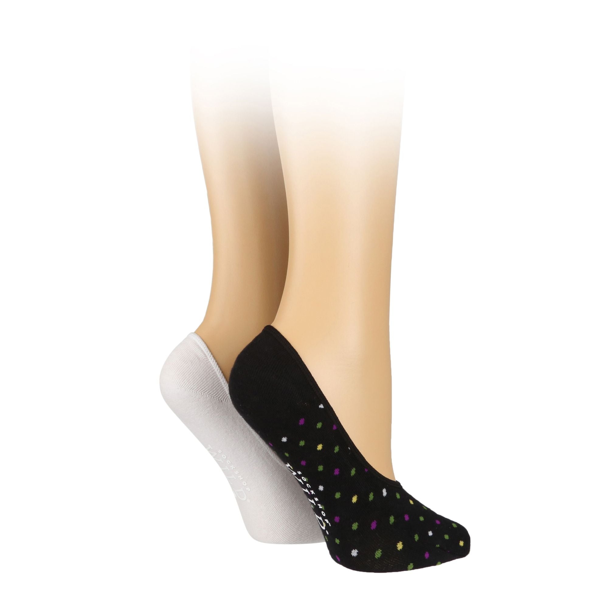 4 Pack Ladies Novelty No Show Socks: Summer Cotton Socks with Heel Grip