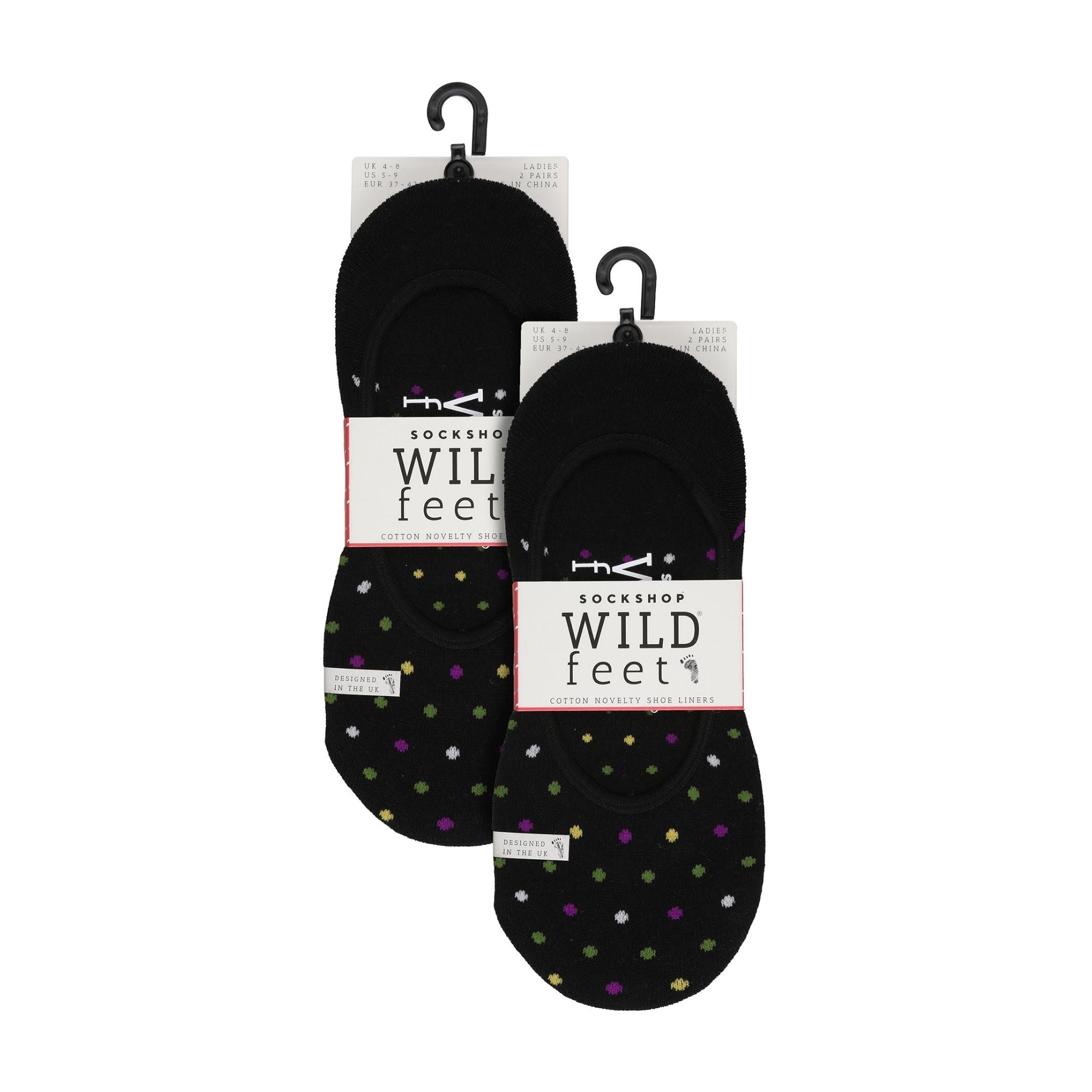 4 Pack Ladies Novelty No Show Socks: Summer Cotton Socks with Heel Grip