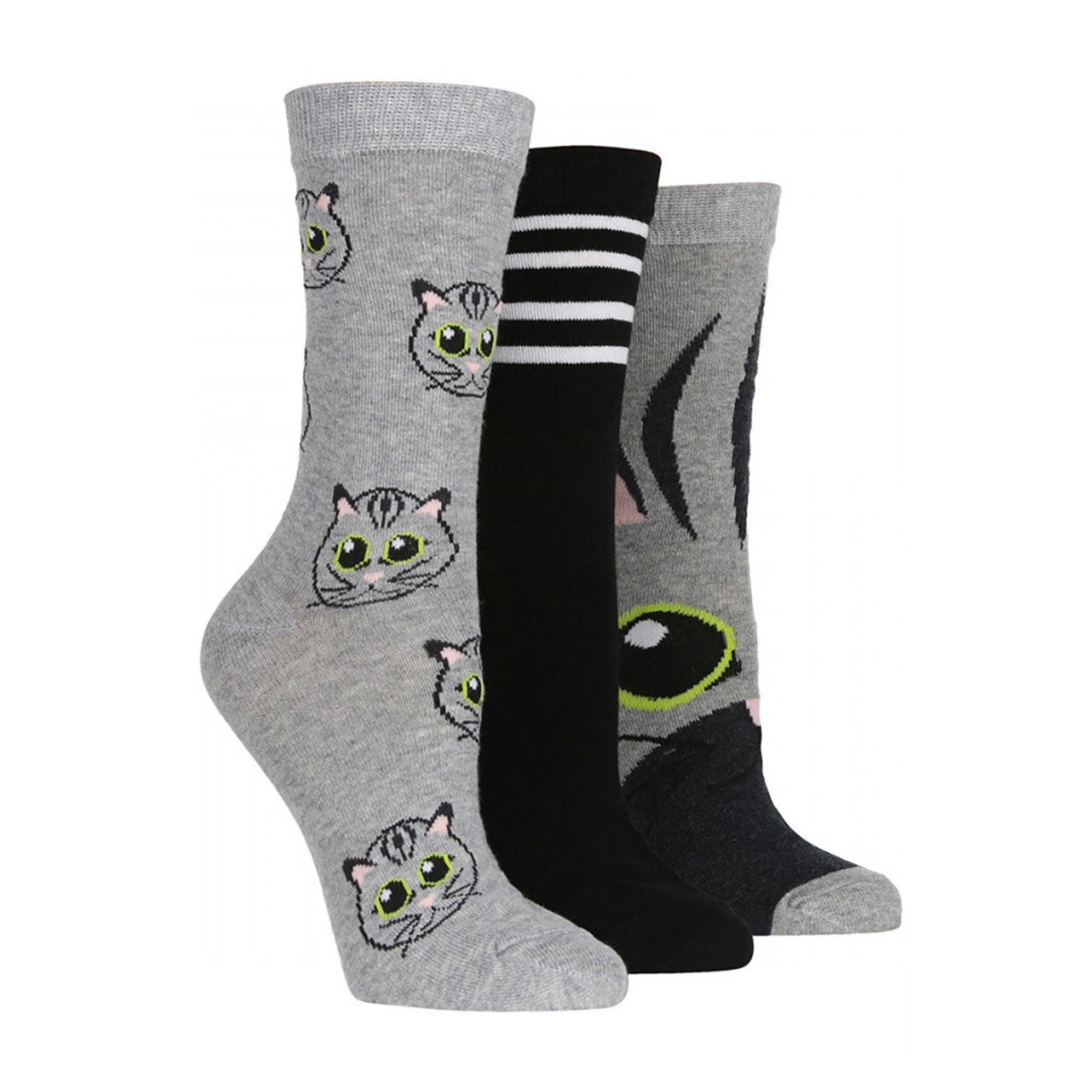 3 Pack Ladies Jacquard Novelty Cotton Socks