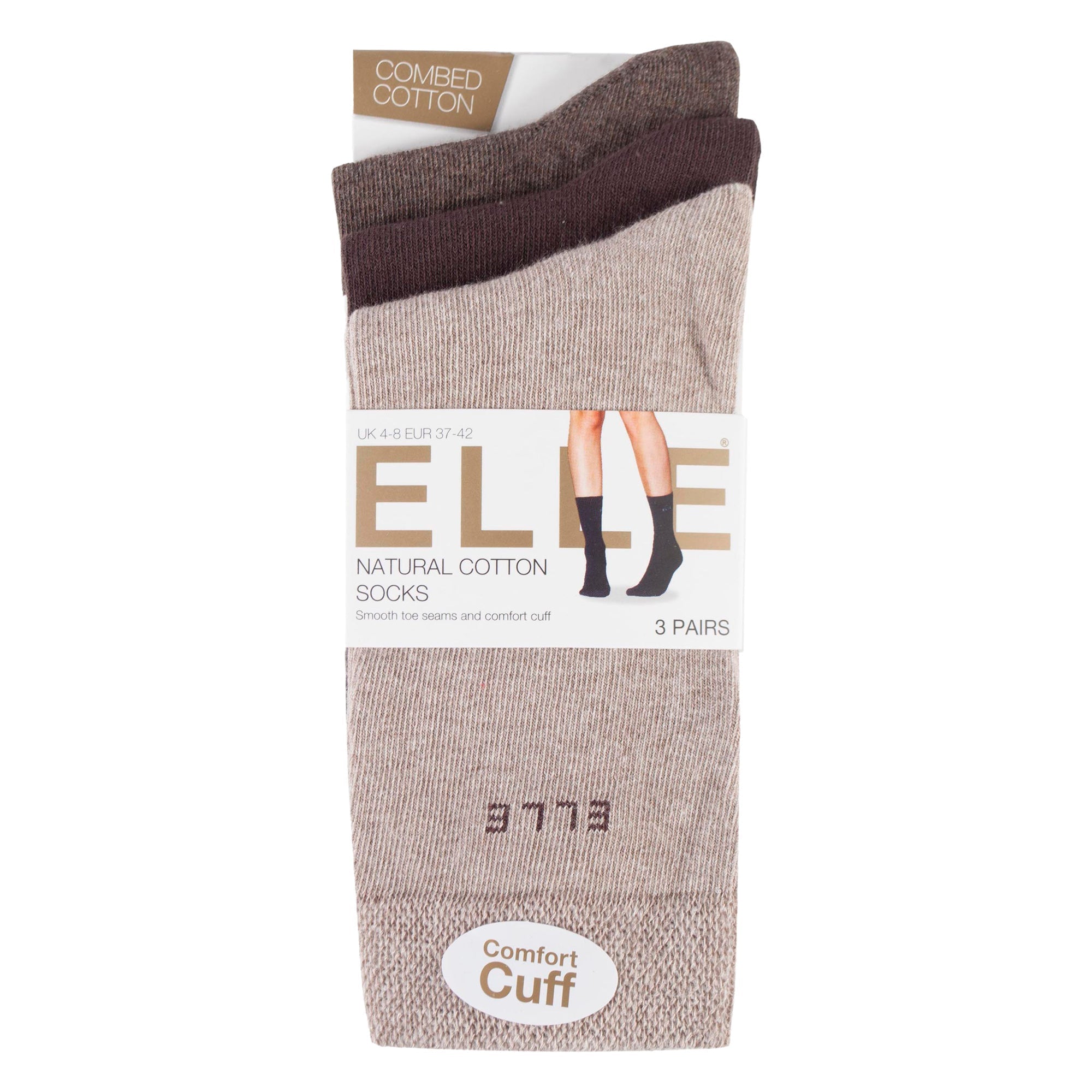 3 Pack Ladies Plain Cotton Socks - Soft Breathable Everyday Comfort Fit